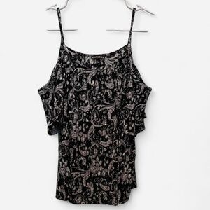 Express Monochrome Paisley Off-Shoulder Top